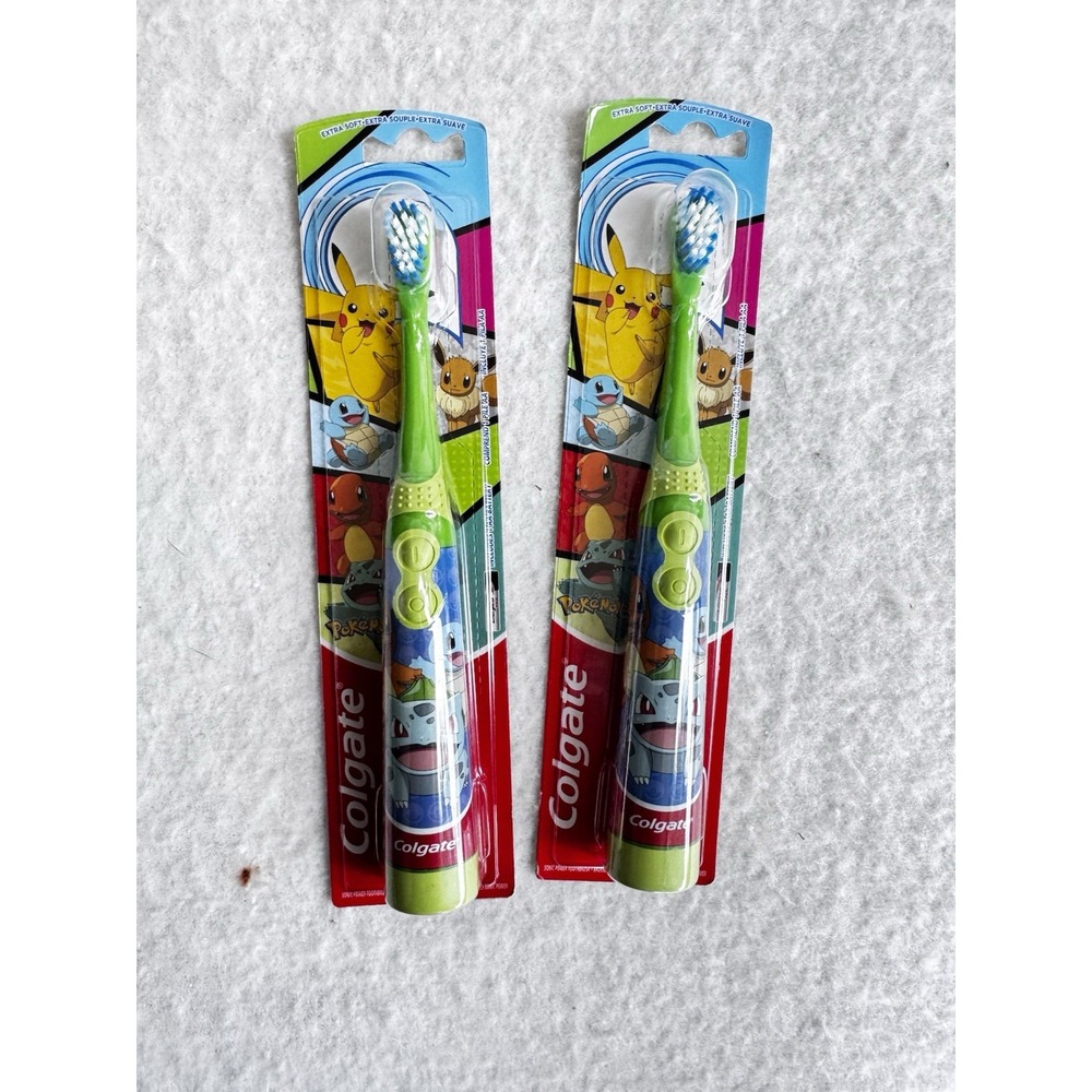 2* Colgate Kids‎ Toothbrush Battery Powered Electric Extra Soft Bristles Pokemon